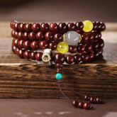 Buddha-Stein-Gebetsperlenarmband mit 108 Perlen aus Rosenholz